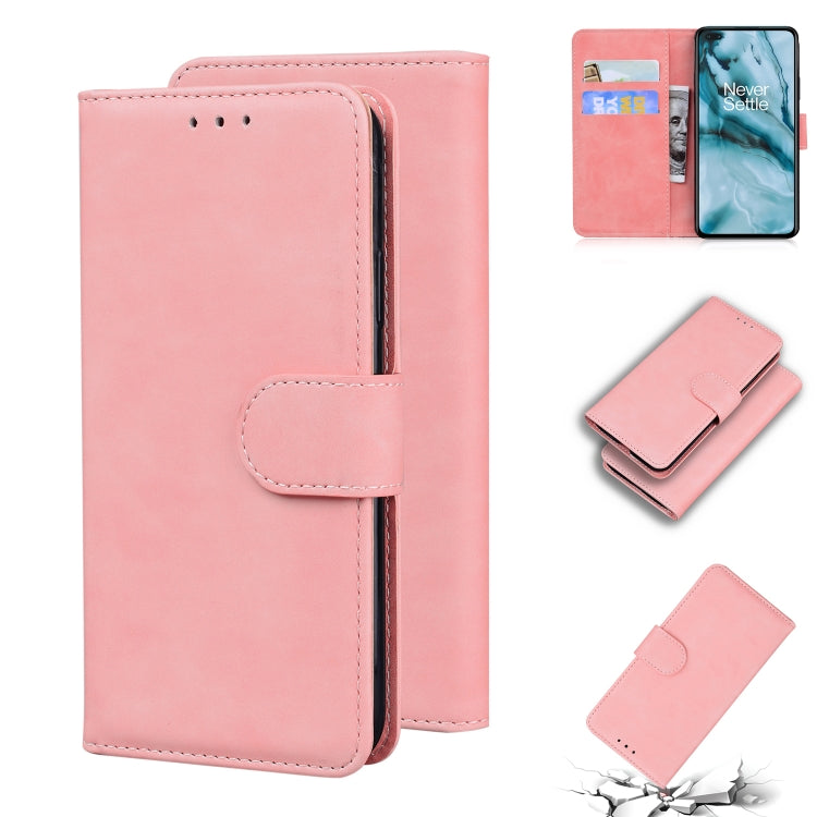 For OnePlus Nord Skin Feel Pure Color Flip Leather Phone Case