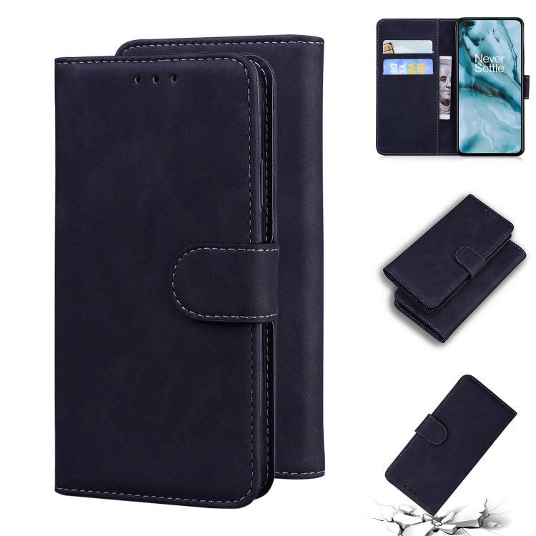 For OnePlus Nord Skin Feel Pure Color Flip Leather Phone Case