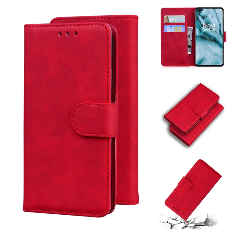 For OnePlus Nord Skin Feel Pure Color Flip Leather Phone Case