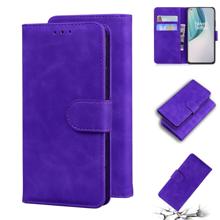 For OnePlus Nord N10 5G Skin Feel Pure Color Flip Leather Phone Case