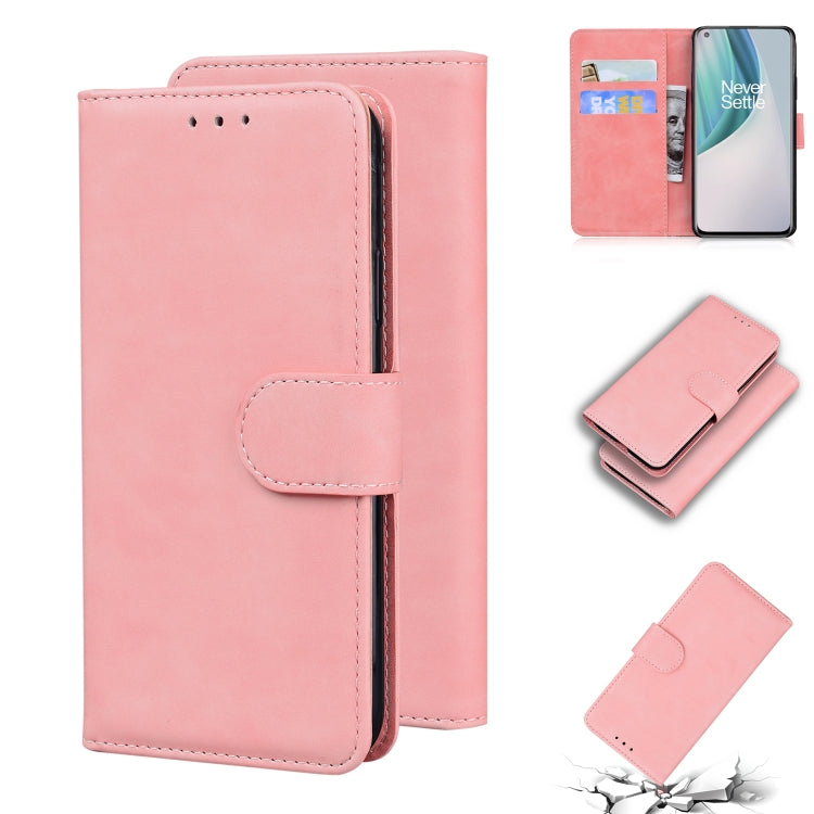 For OnePlus Nord N10 5G Skin Feel Pure Color Flip Leather Phone Case