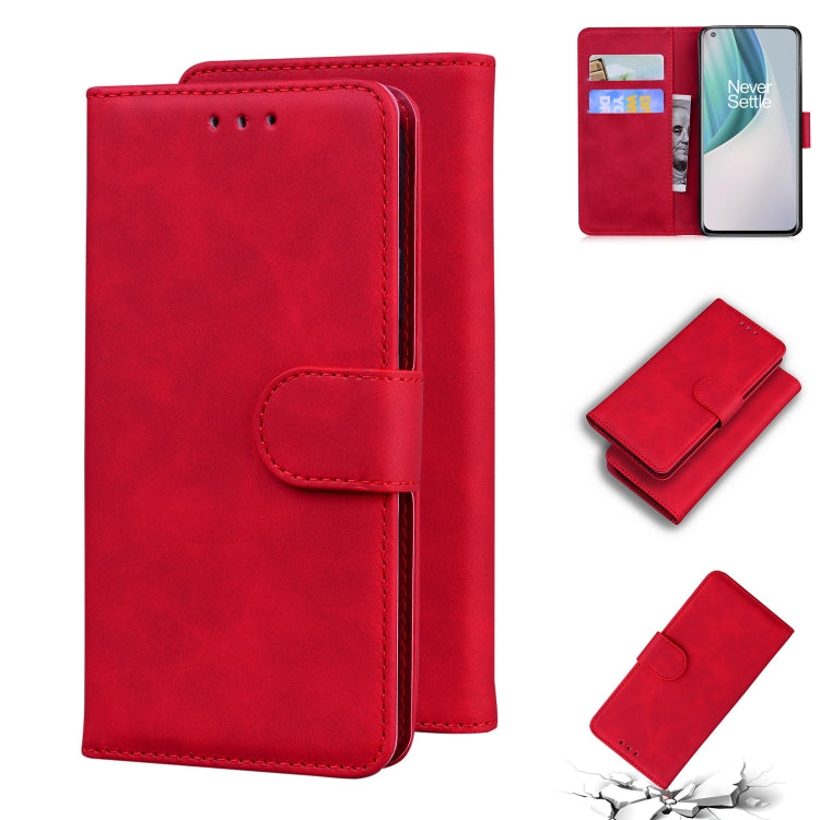For OnePlus Nord N10 5G Skin Feel Pure Color Flip Leather Phone Case