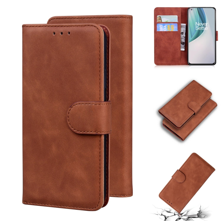 For OnePlus Nord N10 5G Skin Feel Pure Color Flip Leather Phone Case