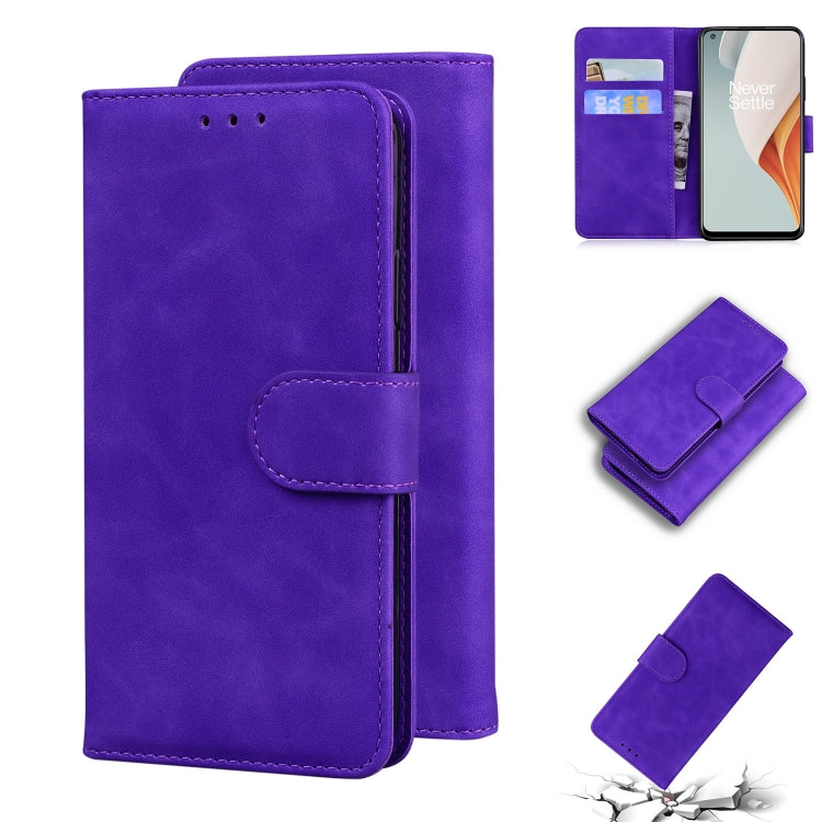 For OnePlus Nord N100 Skin Feel Pure Color Flip Leather Phone Case