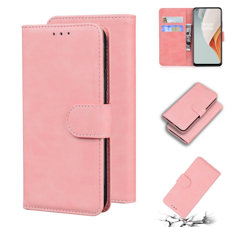 For OnePlus Nord N100 Skin Feel Pure Color Flip Leather Phone Case