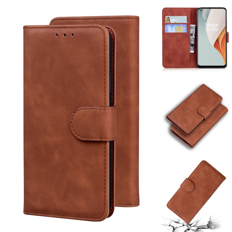 For OnePlus Nord N100 Skin Feel Pure Color Flip Leather Phone Case