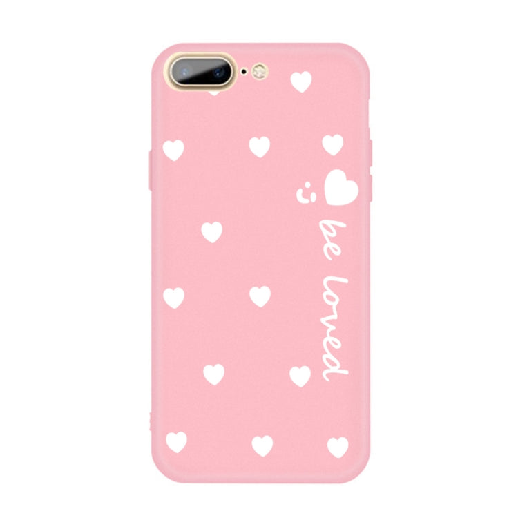 For iPhone 8 Plus / 7 Plus Smiling Face Multiple Love-hearts Pattern Colorful Frosted TPU Phone Protective Case