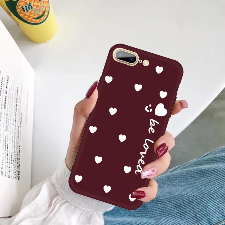 For iPhone 8 Plus / 7 Plus Smiling Face Multiple Love-hearts Pattern Colorful Frosted TPU Phone Protective Case
