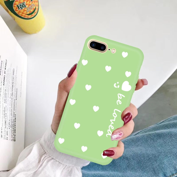 For iPhone 8 Plus / 7 Plus Smiling Face Multiple Love-hearts Pattern Colorful Frosted TPU Phone Protective Case