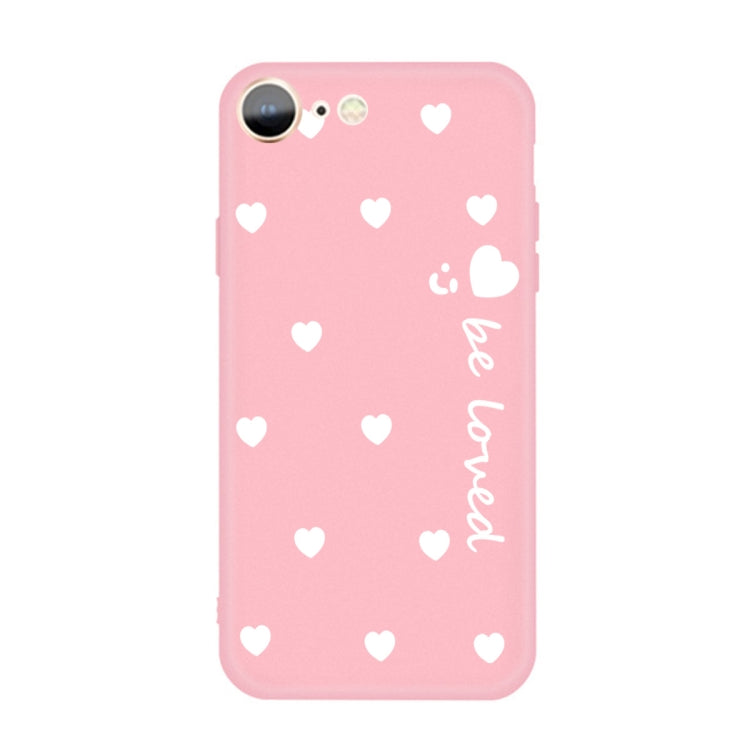 For iPhone SE 2022 / SE 2020 / 8 / 7 Smiling Face Multiple Love-hearts Pattern Colorful Frosted TPU Phone Protective Case