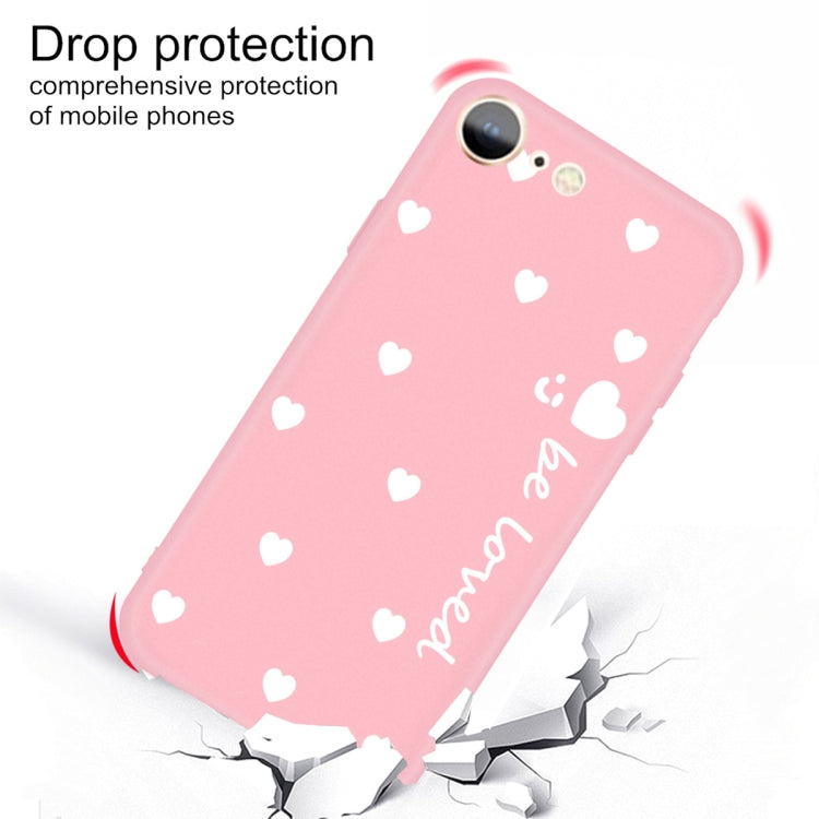 For iPhone SE 2022 / SE 2020 / 8 / 7 Smiling Face Multiple Love-hearts Pattern Colorful Frosted TPU Phone Protective Case