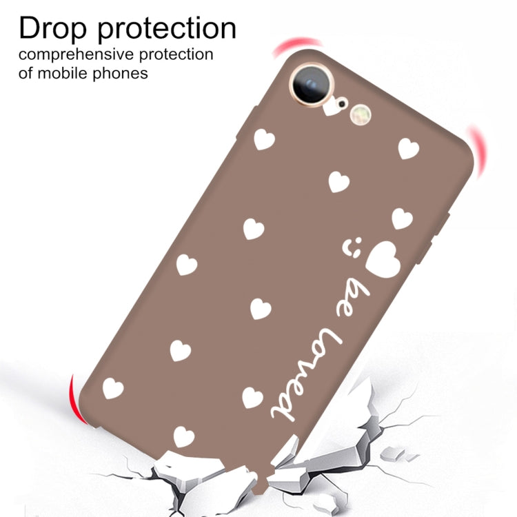 For iPhone SE 2022 / SE 2020 / 8 / 7 Smiling Face Multiple Love-hearts Pattern Colorful Frosted TPU Phone Protective Case