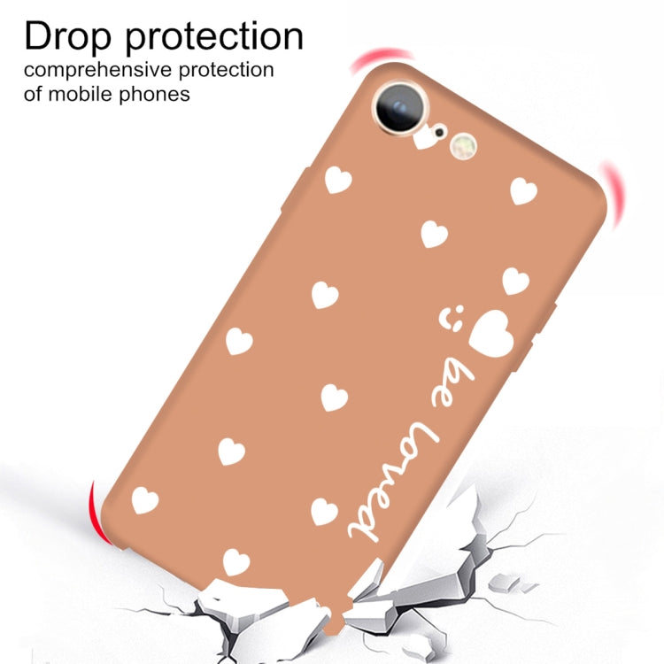 For iPhone SE 2022 / SE 2020 / 8 / 7 Smiling Face Multiple Love-hearts Pattern Colorful Frosted TPU Phone Protective Case
