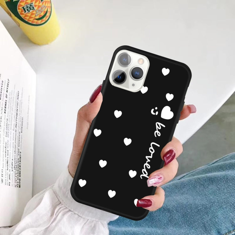 For iPhone 11 Pro Max Smiling Face Multiple Love-hearts Pattern Colorful Frosted TPU Phone Protective Case
