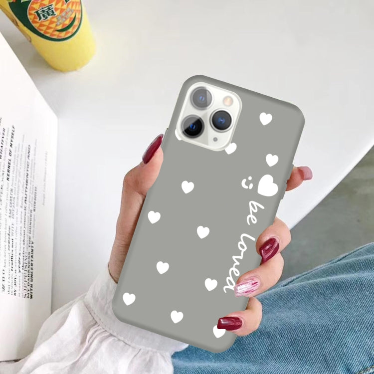 For iPhone 11 Pro Max Smiling Face Multiple Love-hearts Pattern Colorful Frosted TPU Phone Protective Case