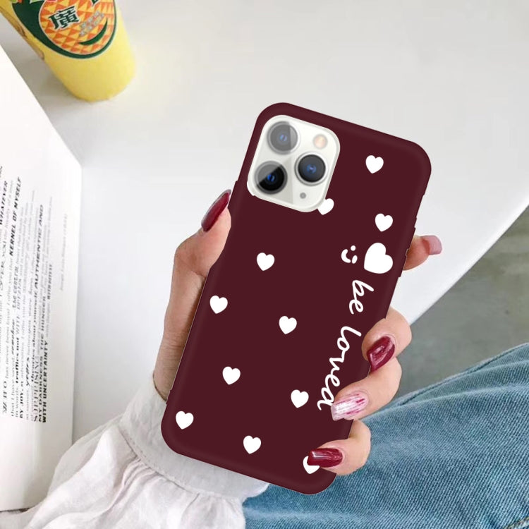 For iPhone 11 Pro Max Smiling Face Multiple Love-hearts Pattern Colorful Frosted TPU Phone Protective Case