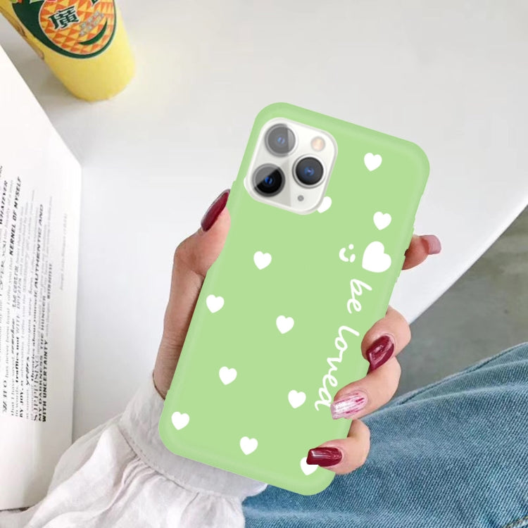For iPhone 11 Pro Max Smiling Face Multiple Love-hearts Pattern Colorful Frosted TPU Phone Protective Case