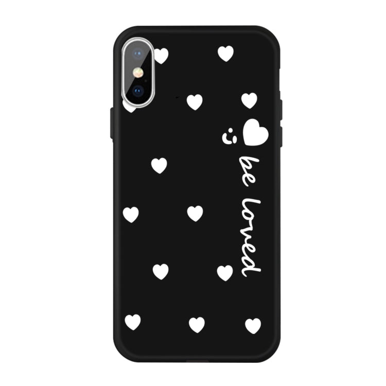For iPhone X / XS Smiling Face Multiple Love-hearts Pattern Colorful Frosted TPU Phone Protective Case