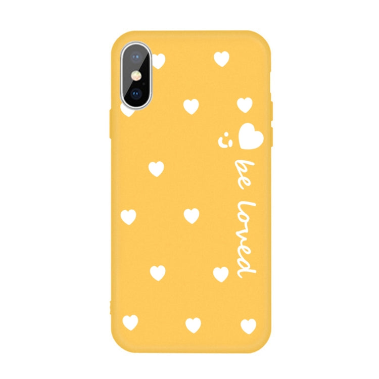 For iPhone X / XS Smiling Face Multiple Love-hearts Pattern Colorful Frosted TPU Phone Protective Case