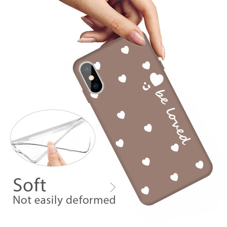 For iPhone X / XS Smiling Face Multiple Love-hearts Pattern Colorful Frosted TPU Phone Protective Case
