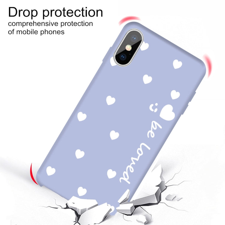 For iPhone X / XS Smiling Face Multiple Love-hearts Pattern Colorful Frosted TPU Phone Protective Case