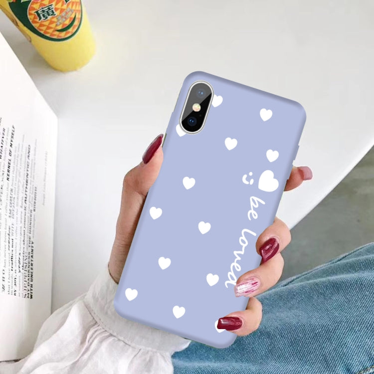 For iPhone X / XS Smiling Face Multiple Love-hearts Pattern Colorful Frosted TPU Phone Protective Case