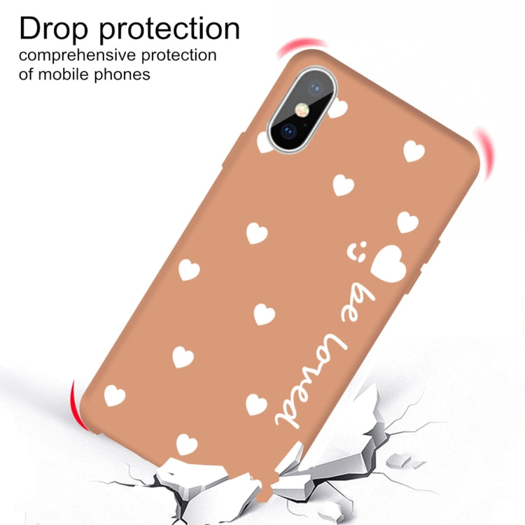 For iPhone X / XS Smiling Face Multiple Love-hearts Pattern Colorful Frosted TPU Phone Protective Case