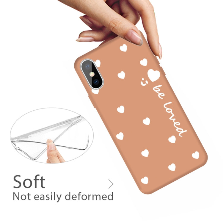 For iPhone X / XS Smiling Face Multiple Love-hearts Pattern Colorful Frosted TPU Phone Protective Case