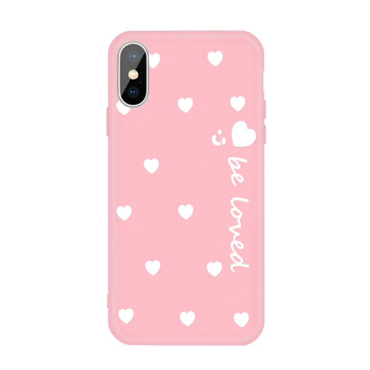 For iPhone XS Max Smiling Face Multiple Love-hearts Pattern Colorful Frosted TPU Phone Protective Case