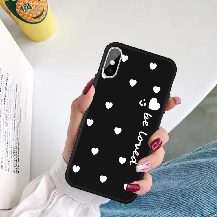 For iPhone XS Max Smiling Face Multiple Love-hearts Pattern Colorful Frosted TPU Phone Protective Case