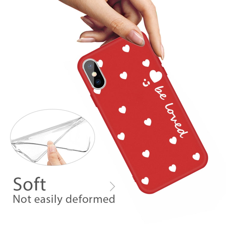 For iPhone XS Max Smiling Face Multiple Love-hearts Pattern Colorful Frosted TPU Phone Protective Case