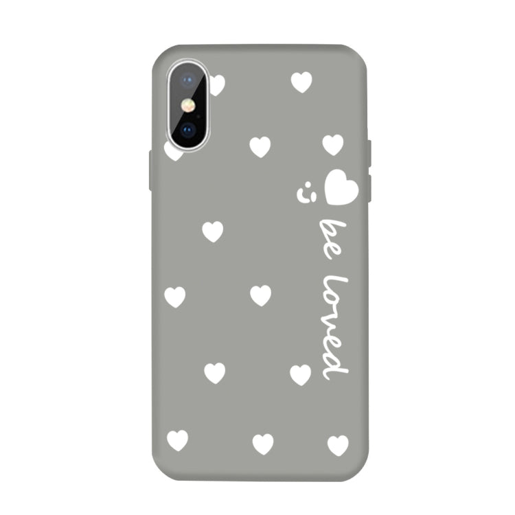 For iPhone XS Max Smiling Face Multiple Love-hearts Pattern Colorful Frosted TPU Phone Protective Case
