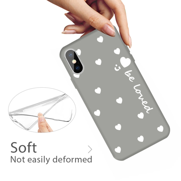 For iPhone XS Max Smiling Face Multiple Love-hearts Pattern Colorful Frosted TPU Phone Protective Case