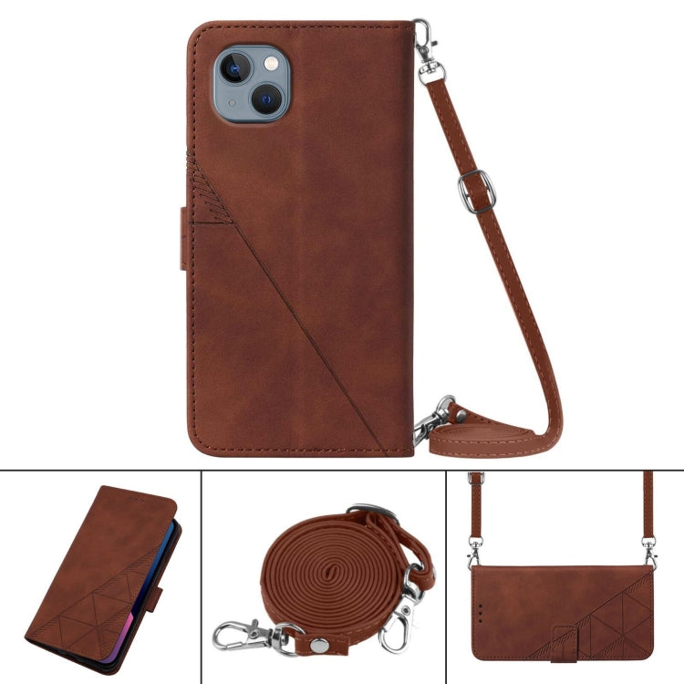 For iPhone 13 Crossbody 3D Embossed Flip Leather Phone Case