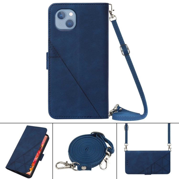 For iPhone 13 Crossbody 3D Embossed Flip Leather Phone Case