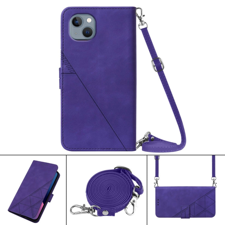 For iPhone 13 Crossbody 3D Embossed Flip Leather Phone Case