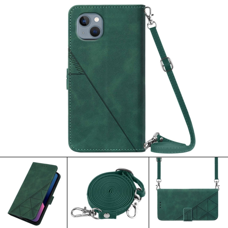 For iPhone 13 Crossbody 3D Embossed Flip Leather Phone Case