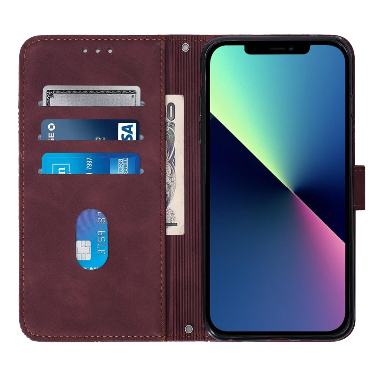 For iPhone 13 Crossbody 3D Embossed Flip Leather Phone Case