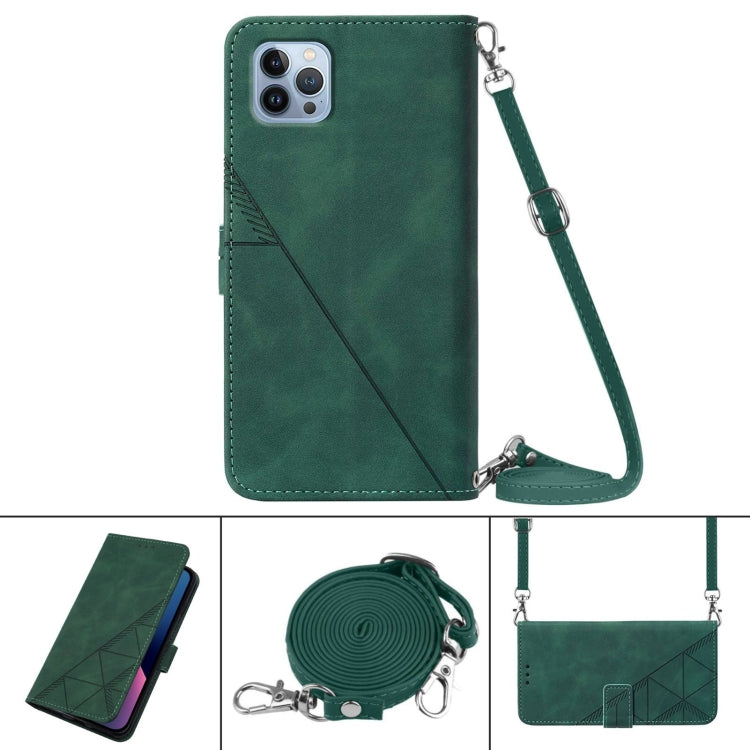 For iPhone 13 Pro Max Crossbody 3D Embossed Flip Leather Phone Case