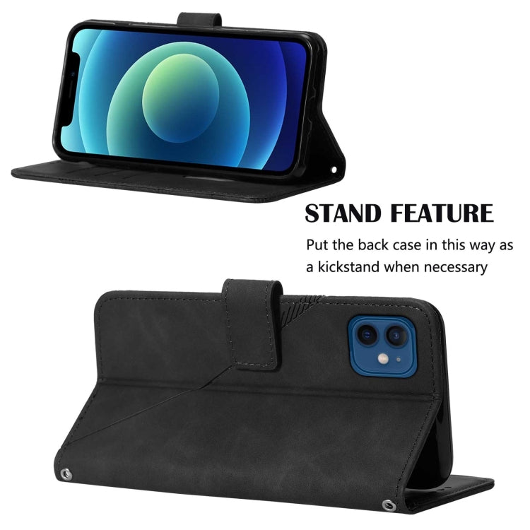 For iPhone 12 Crossbody 3D Embossed Flip Leather Phone Case