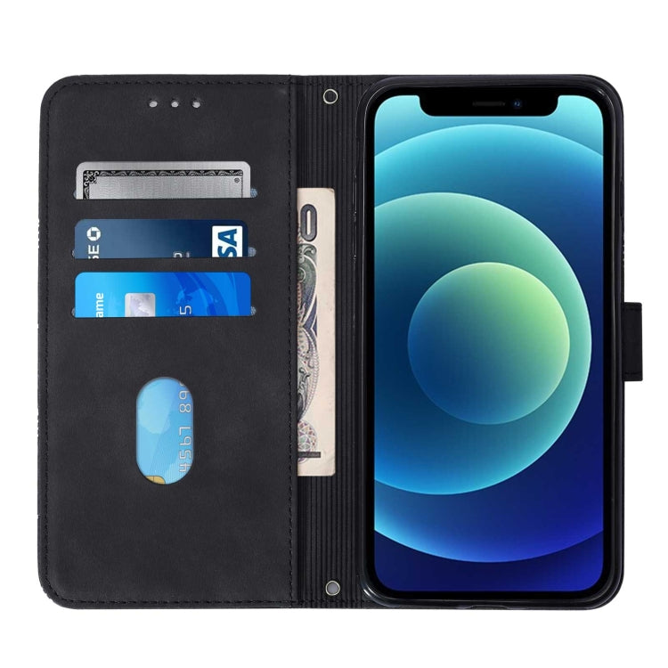 For iPhone 12 Crossbody 3D Embossed Flip Leather Phone Case