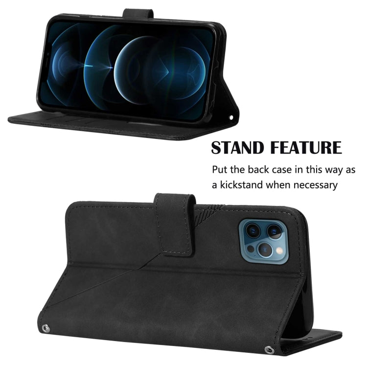 For iPhone 12 Pro Crossbody 3D Embossed Flip Leather Phone Case