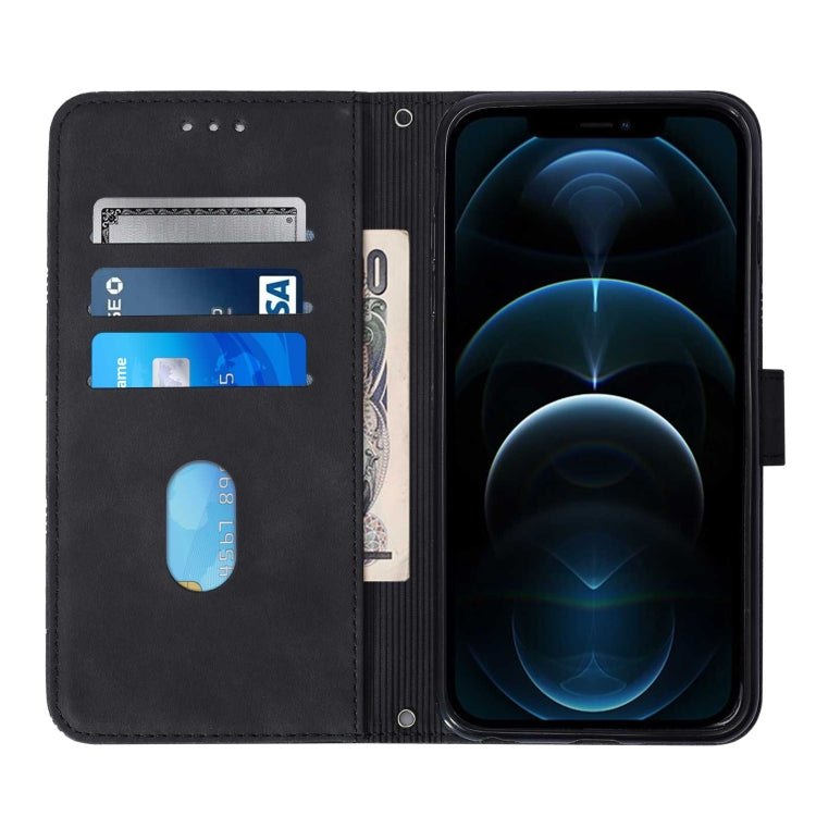 For iPhone 12 Pro Crossbody 3D Embossed Flip Leather Phone Case