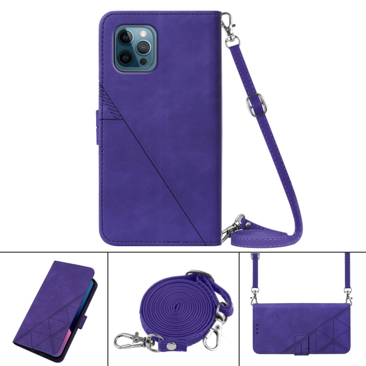 For iPhone 12 Pro Crossbody 3D Embossed Flip Leather Phone Case