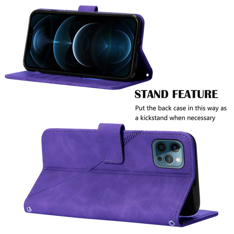 For iPhone 12 Pro Crossbody 3D Embossed Flip Leather Phone Case
