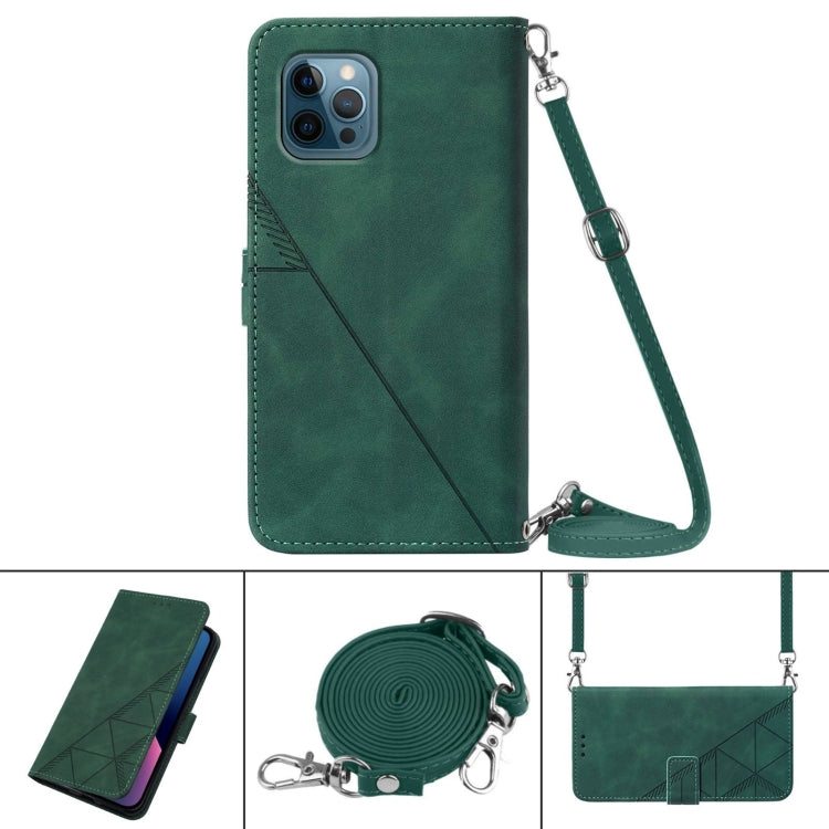 For iPhone 12 Pro Crossbody 3D Embossed Flip Leather Phone Case