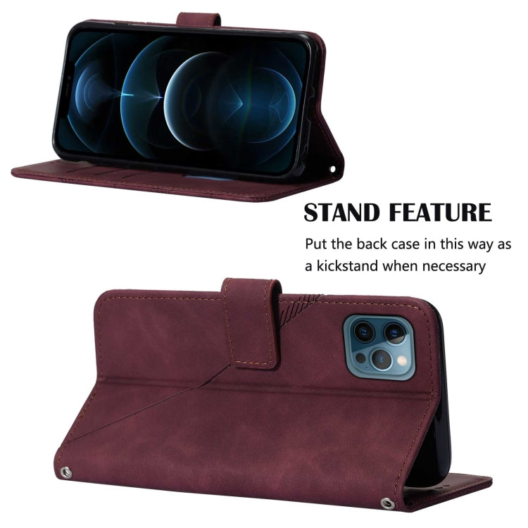 For iPhone 12 Pro Crossbody 3D Embossed Flip Leather Phone Case