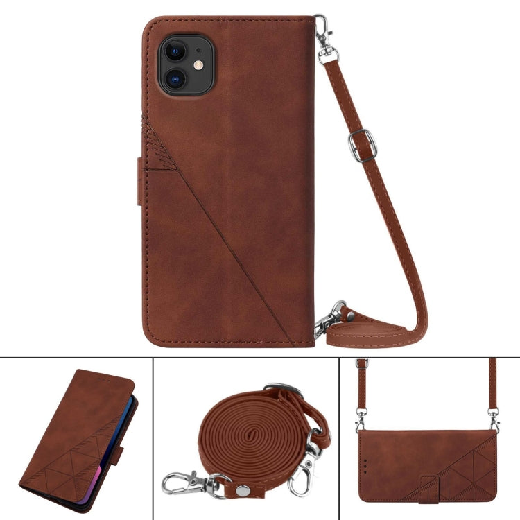 For iPhone 11 Crossbody 3D Embossed Flip Leather Phone Case