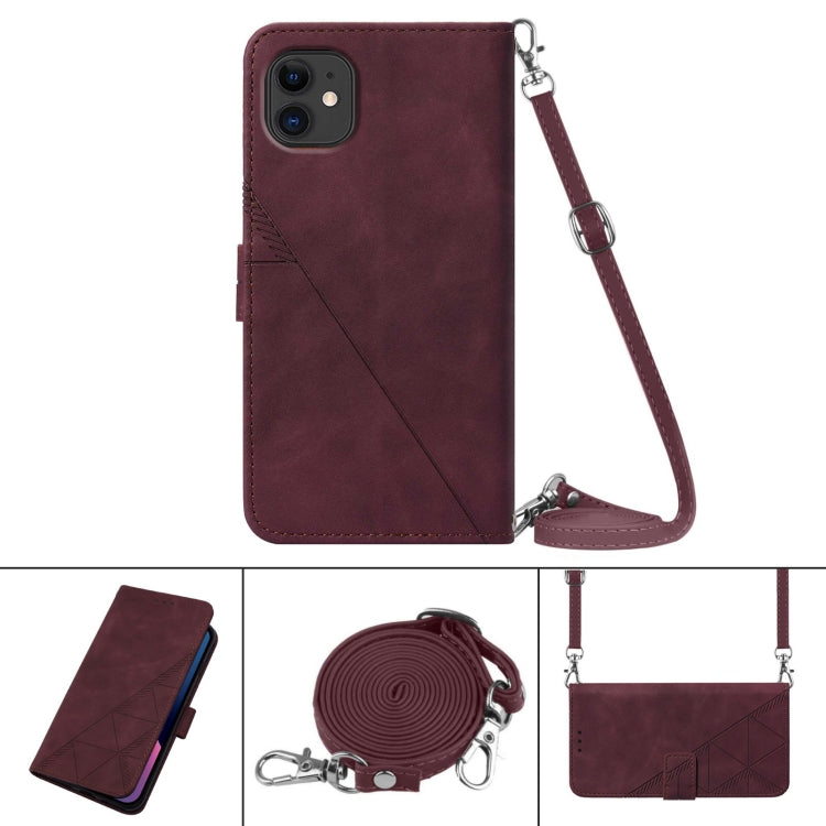 For iPhone 11 Crossbody 3D Embossed Flip Leather Phone Case