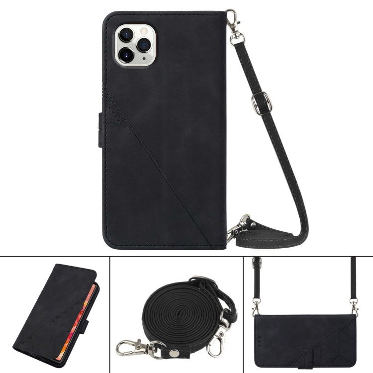 For iPhone 11 Pro Crossbody 3D Embossed Flip Leather Phone Case